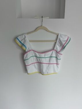 Cake for Dinner Miramar Multi Color Trim Top in White